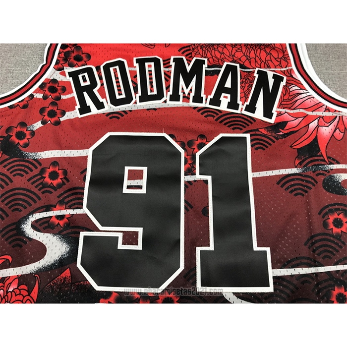 Camiseta Chicago Bulls Dennis Rodman #91 Mitchell & Ness Lunar New Year Rojo